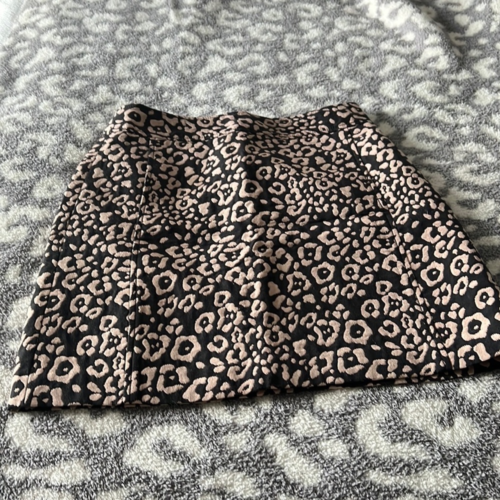 Loft Navy and Pink Animal Print Skirt